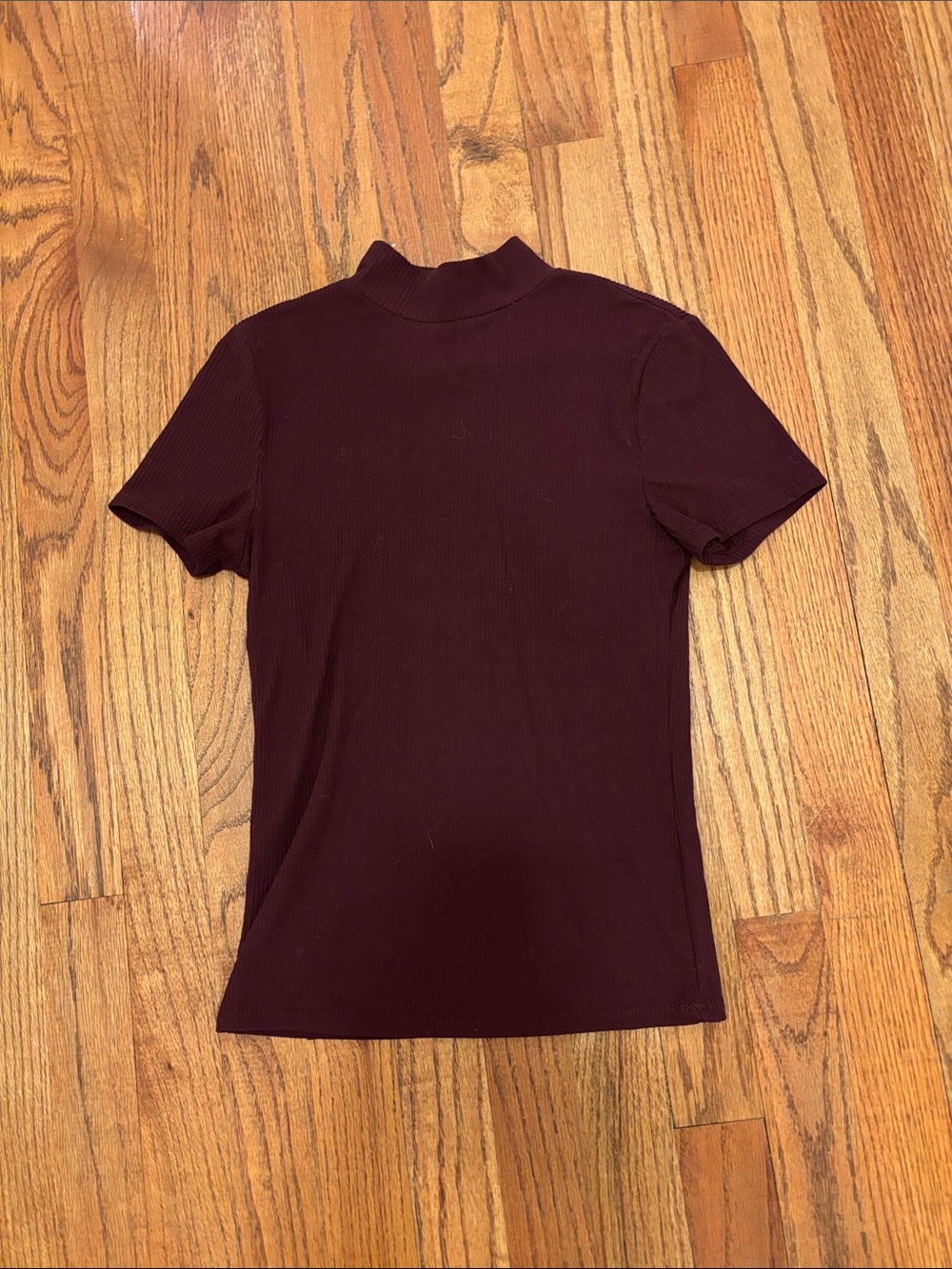No Boundaries Short Sleeve Mock Neck Top in Burgundy